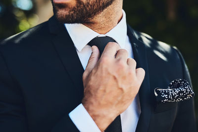 Close-up of businessman wearing suit