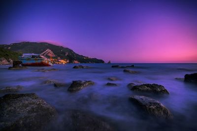 Scenic view of sea at sunset