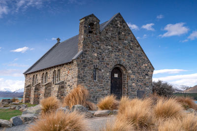 The church of good shepherd in late winter . lake tekapo, canterbury, new zealand south island.