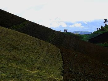 Scenic view of land against sky