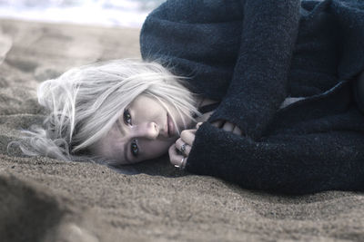 Portrait of a girl lying down