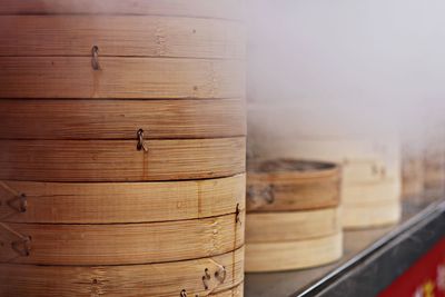 Close-up of stack of firewood