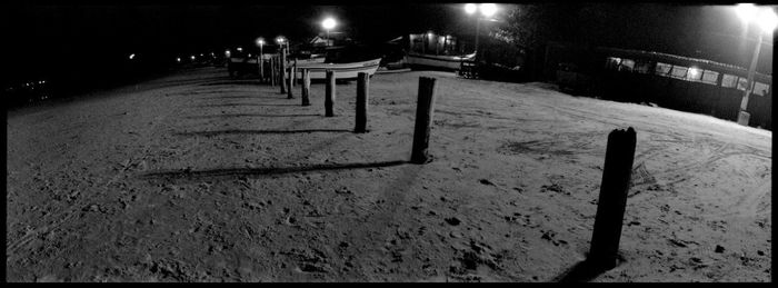 Street lights in winter at night