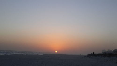 Scenic view of sea against clear sky during sunset