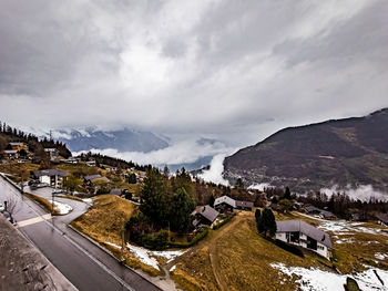 Scenic view of mountains against sky