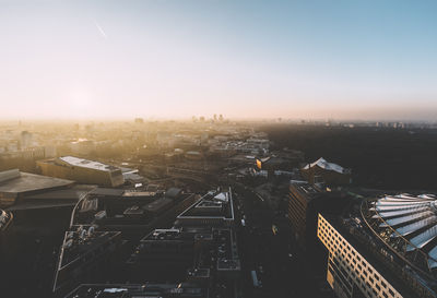 High angle view of cityscape against sky