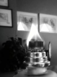 Close-up of burning candle