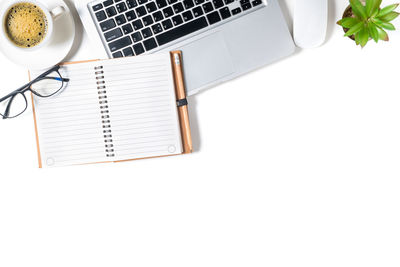 High angle view of laptop on table