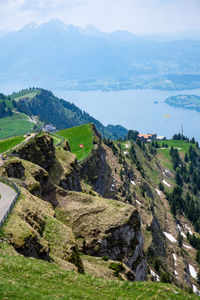 High angle view of landscape against sky