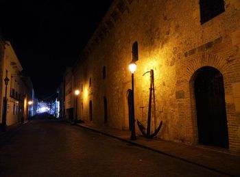 Illuminated street light at night