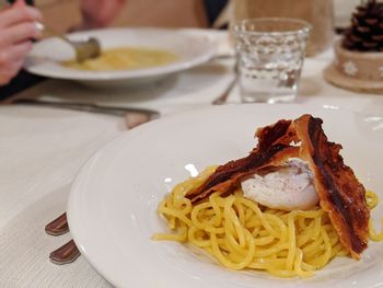 Close-up of meal served in plate