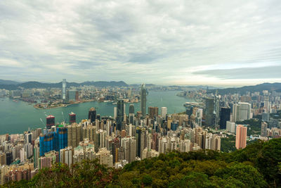 High angle view of cityscape against sky