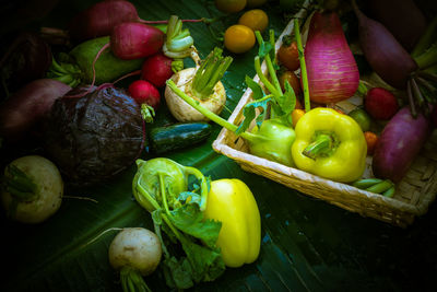 High angle view of vegetables