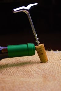 Close-up of beer bottle on table