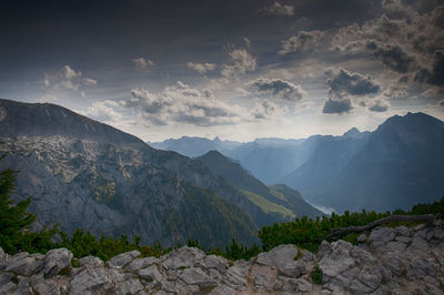 Scenic view of mountains against sky