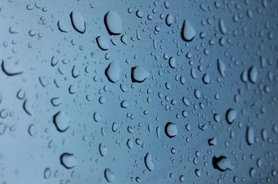 Full frame shot of raindrops on window