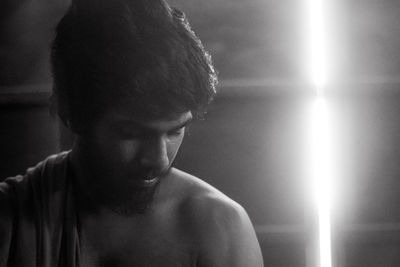 Portrait of shirtless man
