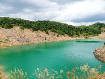 Scenic view of lake against sky