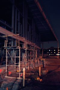 Interior of abandoned building at night