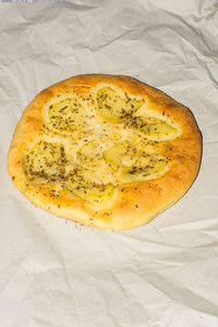 High angle view of bread on table