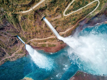 High angle view of waterfall