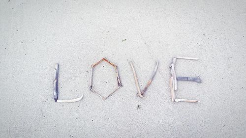 Text on sand at beach