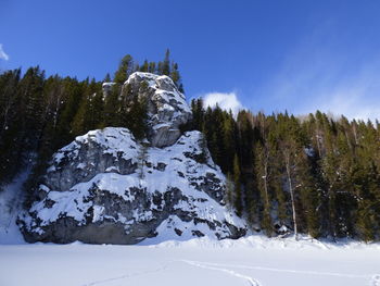 Scenic view of snow covered mountain against sky