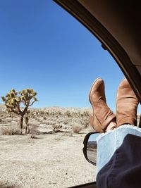 Low section of woman in car