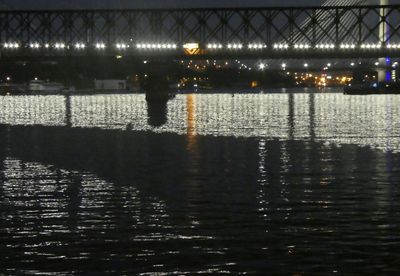 Reflection of illuminated water at night