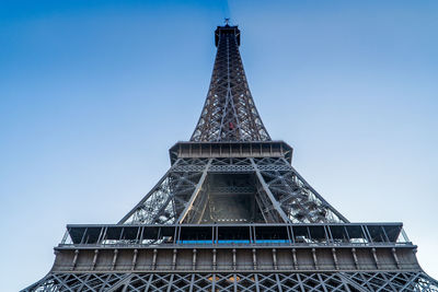 Low angle view of tower against sky in city