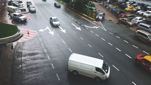 High angle view of traffic on city street