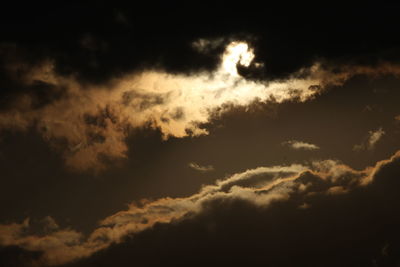 Low angle view of clouds in sky during sunset