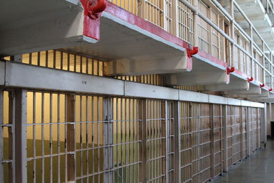 Low angle view of building in cage