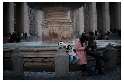 People sitting at observation point