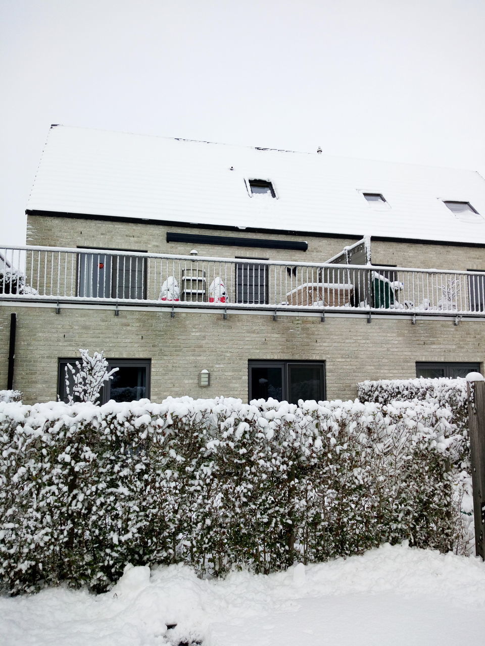 building exterior, snow, architecture, built structure, winter, cold temperature, building, nature, plant, day, sky, house, no people, white color, outdoors, residential district, snowing, clear sky, window, extreme weather