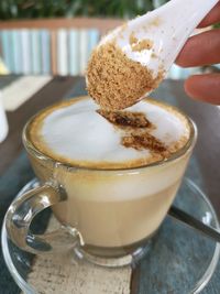 Close-up of coffee cup on table