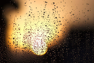 Close-up of water drops against sky