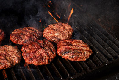 Meat on barbecue grill