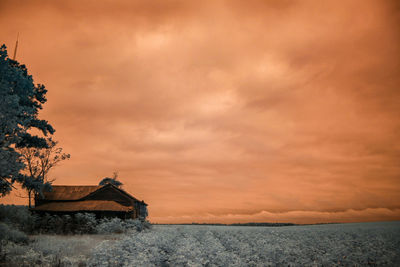 Scenic view of cloudy sky at sunset