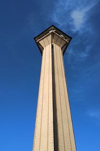 Low angle view of building against blue sky