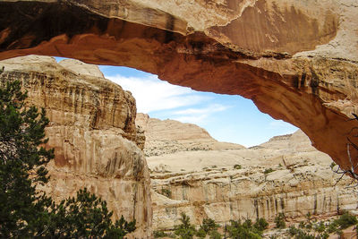 Low angle view of rock formation