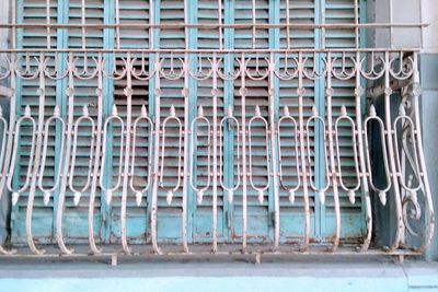 Close-up of pipes against wall in winter