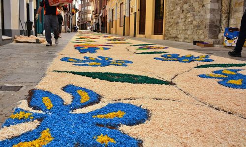 Street decorated with flowers at the corpus christi festiva