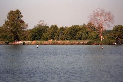 Scenic view of lake against clear sky