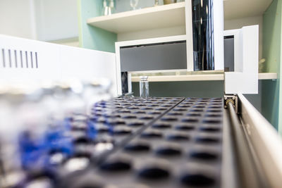 Close-up of vials at laboratory