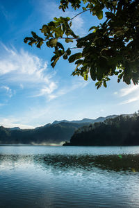 Scenic view of lake against sky