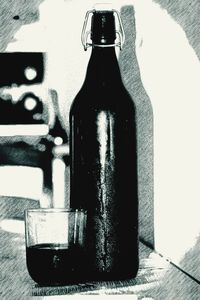 Close-up of beer bottles on table