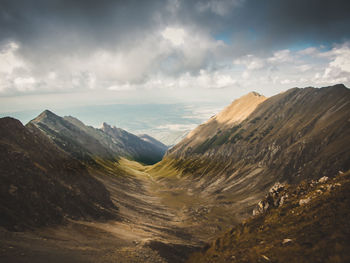 Panoramic view of landscape and mountains against sky