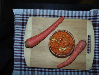 High angle view of food on table