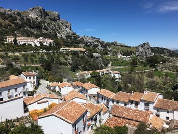 High angle view of townscape against sky